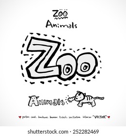 Hand drawn ZOO illustration - animal sketch - vector