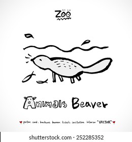 Hand drawn ZOO illustration - animal sketch - vector