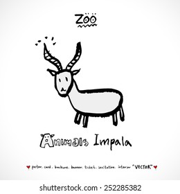 Hand drawn ZOO illustration - animal sketch - vector
