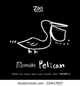 Hand drawn ZOO illustration - animal sketch - vector