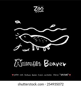 Hand drawn ZOO illustration - animal sketch - vector