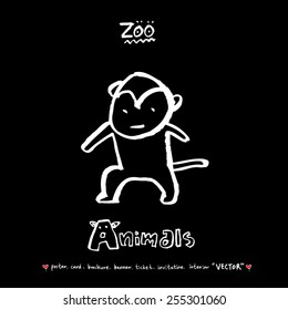 Hand drawn ZOO illustration - animal sketch - vector