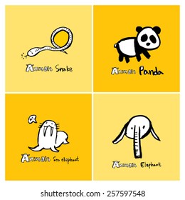 Hand drawn ZOO illustration - animal sketch - vector