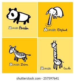 Hand drawn ZOO illustration - animal sketch - vector