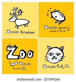Hand drawn ZOO illustration - animal sketch - vector