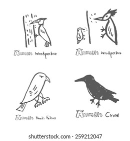 Hand drawn ZOO illustration - animal sketch set - vector