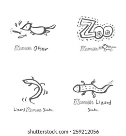 Hand drawn ZOO illustration - animal sketch set - vector