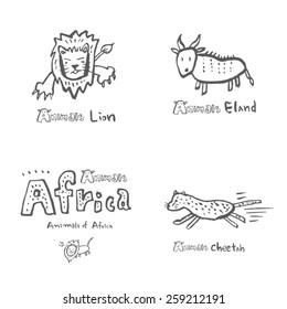 Hand drawn ZOO illustration - animal sketch set - vector