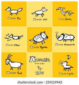 Hand drawn ZOO illustration - animal sketch - vector