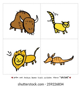 Hand drawn ZOO illustration - animal sketch set - vector
