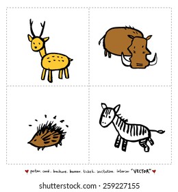 Hand drawn ZOO illustration - animal sketch set - vector
