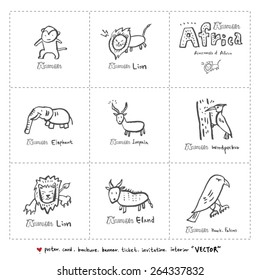 Hand drawn ZOO illustration - animal sketch - vector