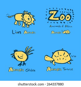 Hand drawn ZOO illustration - animal sketch - vector