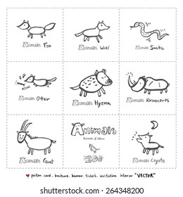 Hand drawn ZOO illustration - animal sketch - vector