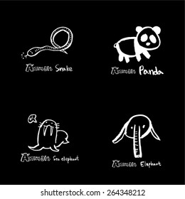 Hand drawn ZOO illustration - animal sketch - vector