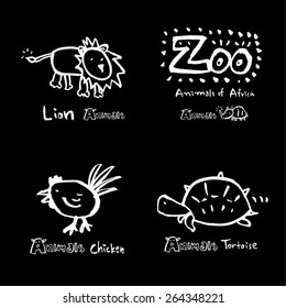 Hand drawn ZOO illustration - animal sketch - vector