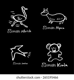 Hand drawn ZOO illustration - animal sketch - vector