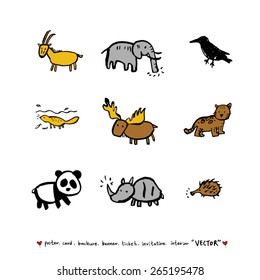 Hand drawn ZOO illustration - animal sketch - vector