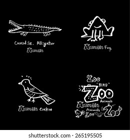 Hand drawn ZOO illustration - animal sketch - vector