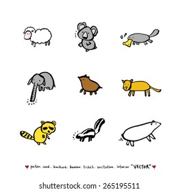 Hand drawn ZOO illustration - animal sketch - vector