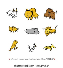 Hand drawn ZOO illustration - animal sketch - vector