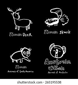 Hand drawn ZOO illustration - animal sketch - vector