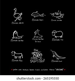 Hand drawn ZOO illustration - animal sketch - vector