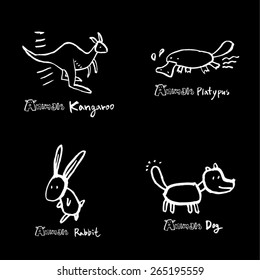 Hand drawn ZOO illustration - animal sketch - vector