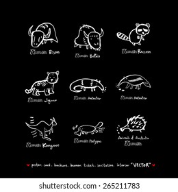 Hand drawn ZOO illustration - animal sketch - vector