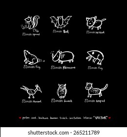 Hand drawn ZOO illustration - animal sketch - vector