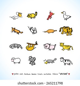 Hand drawn ZOO illustration - animal sketch - vector