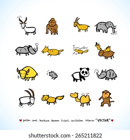 Hand drawn ZOO illustration - animal sketch - vector