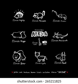 Hand drawn ZOO illustration - animal sketch - vector