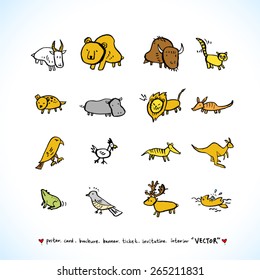 Hand drawn ZOO illustration - animal sketch - vector
