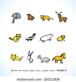 Hand drawn ZOO illustration - animal sketch - vector