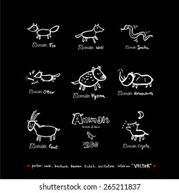 Hand drawn ZOO illustration - animal sketch - vector
