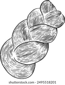 Hand drawn Zopf Swiss Bread Sketch Illustration