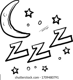 hand drawn zzz illustration with doodle style symbol for sleeping