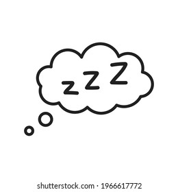 Hand drawn zzz sleep wave in cloud isolated on white background. Vector illustration