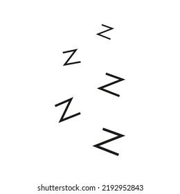 Hand drawn zzz sleep wave on white background