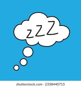  Hand drawn zzz sleep wave in cloud isolated on white background. Vector illustration