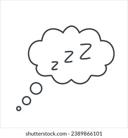 Hand drawn zzz sleep wave in cloud concept design stock illustration