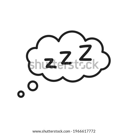 Hand drawn zzz sleep wave in cloud isolated on white background. Vector illustration