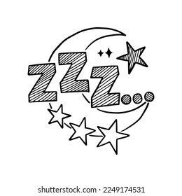 hand drawn zzz symbol, for sleeping doodle illustration vector