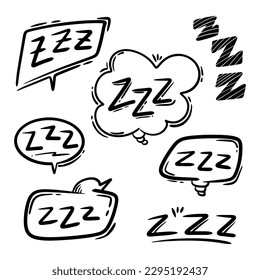Hand drawn zzz symbol for sleeping, doodle illustration vector