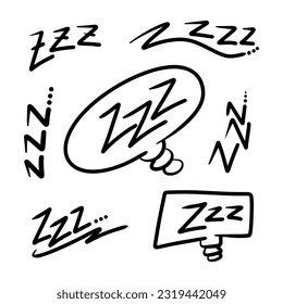 Hand drawn zzz symbol for sleeping, doodle illustration vector