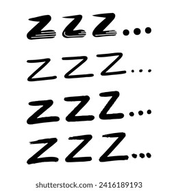 Hand drawn zzz symbol for sleeping, doodle illustration vector