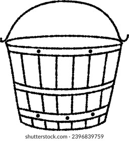 Hand drawn_Retro Wooden Bucket Illustration
