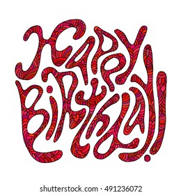 Hand drawna words "Happy Birthday". Isolated