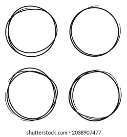 Hand drawning circle line sketch set. Art design round circular scribble doodle - stock vector.